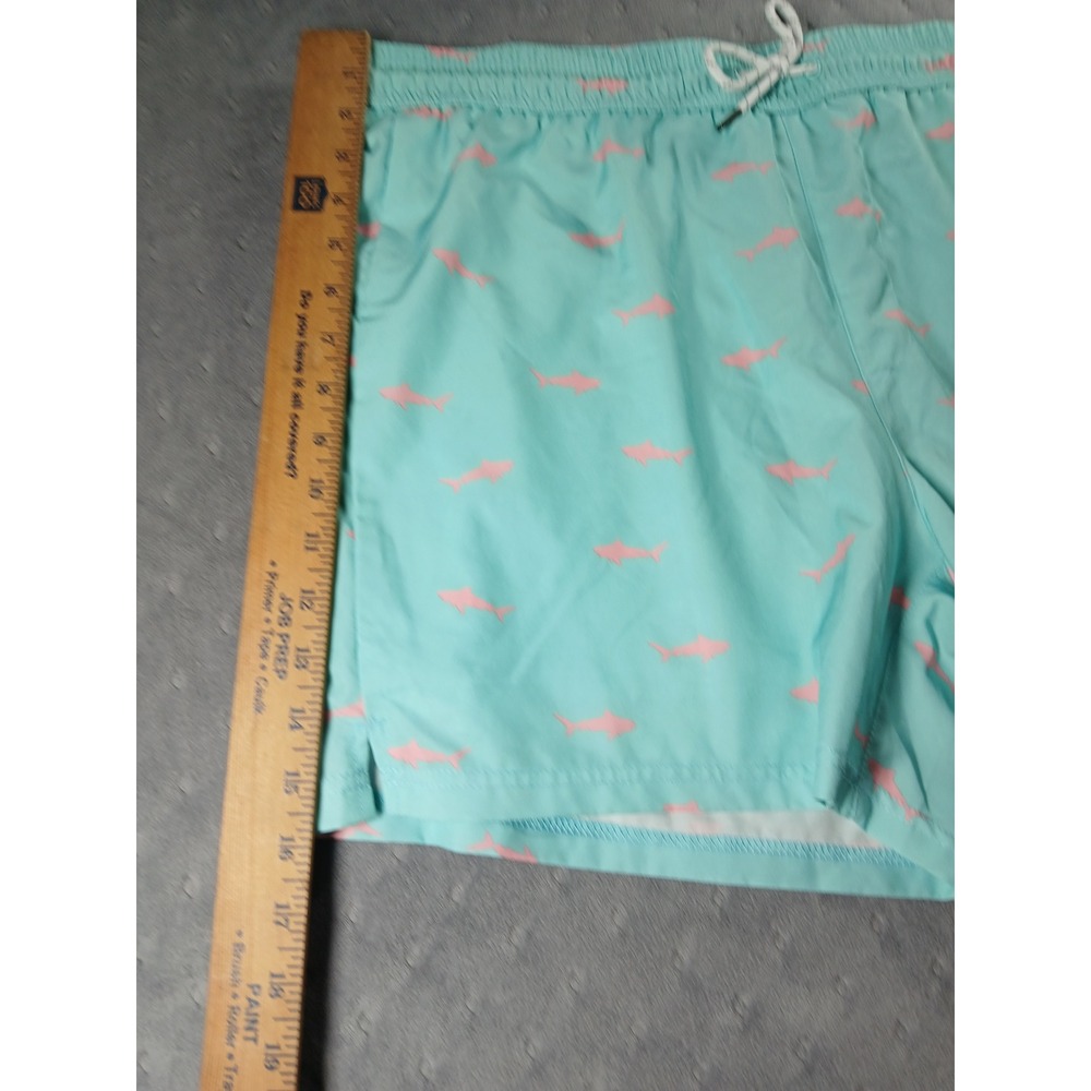 Brisira Mens Swim Trunks XL Light Blue Pink Shark Print Board Shorts Drawstring - Picture 7 of 12